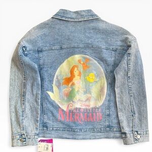 NWT Disney Girl's Princess Little Mermaid Denim Jean Jacket Size L Large Ariel